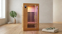 2024 Upgrade 1 to 2 Person Infrared Sauna, Low EMF Infrared Sauna for Home, Indoor Sauna Room, Hemlock Wooden Far Infrared Sauna, Dry Sauna with Bluetooth Speakers, LED Reading and Chromotherapy Lamp — Lifestyle