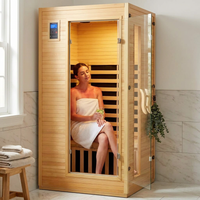 2024 Upgrade 1 to 2 Person Infrared Sauna, Low EMF Infrared Sauna for Home, Indoor Sauna Room, Hemlock Wooden Far Infrared Sauna, Dry Sauna with Bluetooth Speakers, LED Reading and Chromotherapy Lamp — Lifestyle