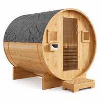 Outdoor Barrel Sauna Designed for Premium Wellness Experience, 4-6 Person Capacity, 6KW Heater, Glass Door