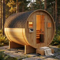 Outdoor Traditional Sauna, 4-6 Person Wooden Sauna, Steam Wet Wood Sauna with 220V with 6KW Heater, Sauna Stone, Thermometer — Studio Shot