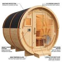 Outdoor Traditional Sauna, 4-6 Person Wooden Sauna, Steam Wet Wood Sauna with 220V with 6KW Heater, Sauna Stone, Thermometer — How It Works